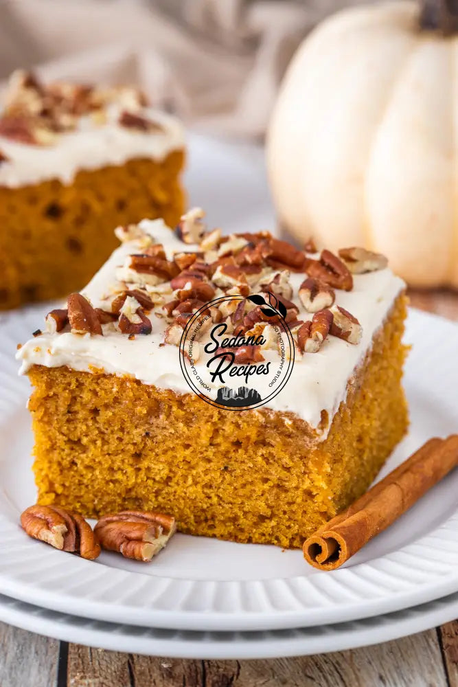 Pumpkin Cake with Maple Frosting & Toasted Pecans