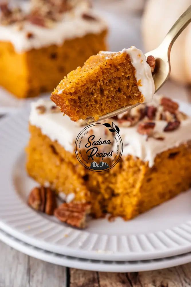 Pumpkin Cake with Maple Frosting & Toasted Pecans