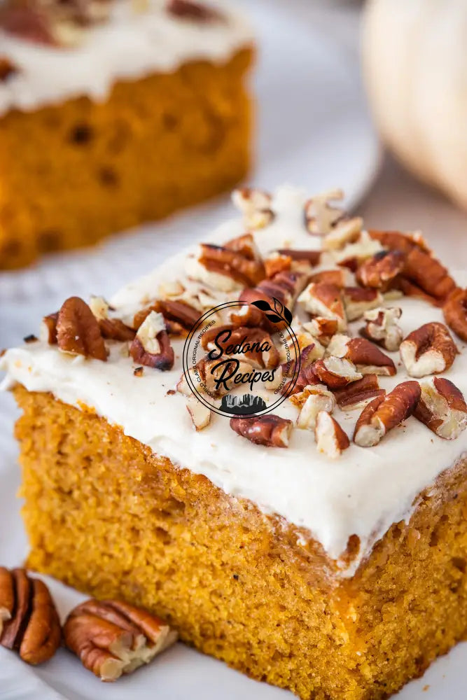 Pumpkin Cake with Maple Frosting & Toasted Pecans