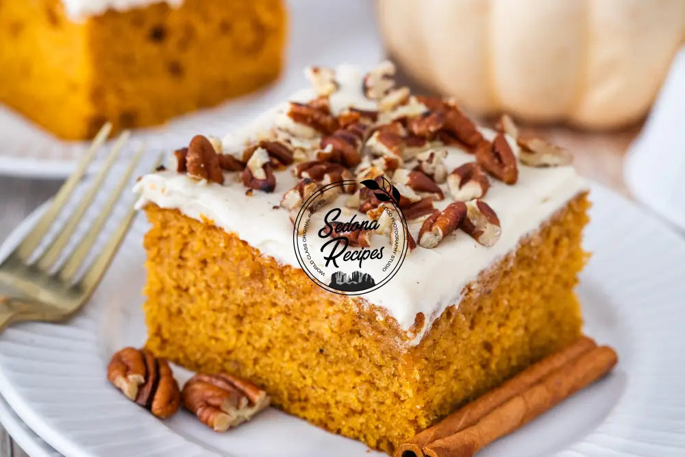 Pumpkin Cake with Maple Frosting & Toasted Pecans