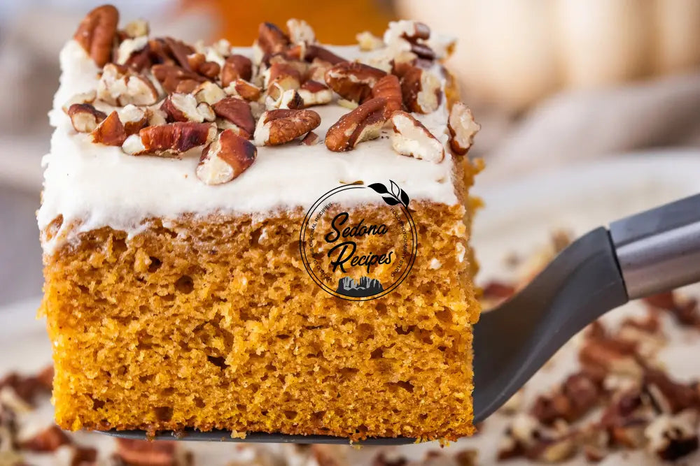 Pumpkin Cake with Maple Frosting & Toasted Pecans