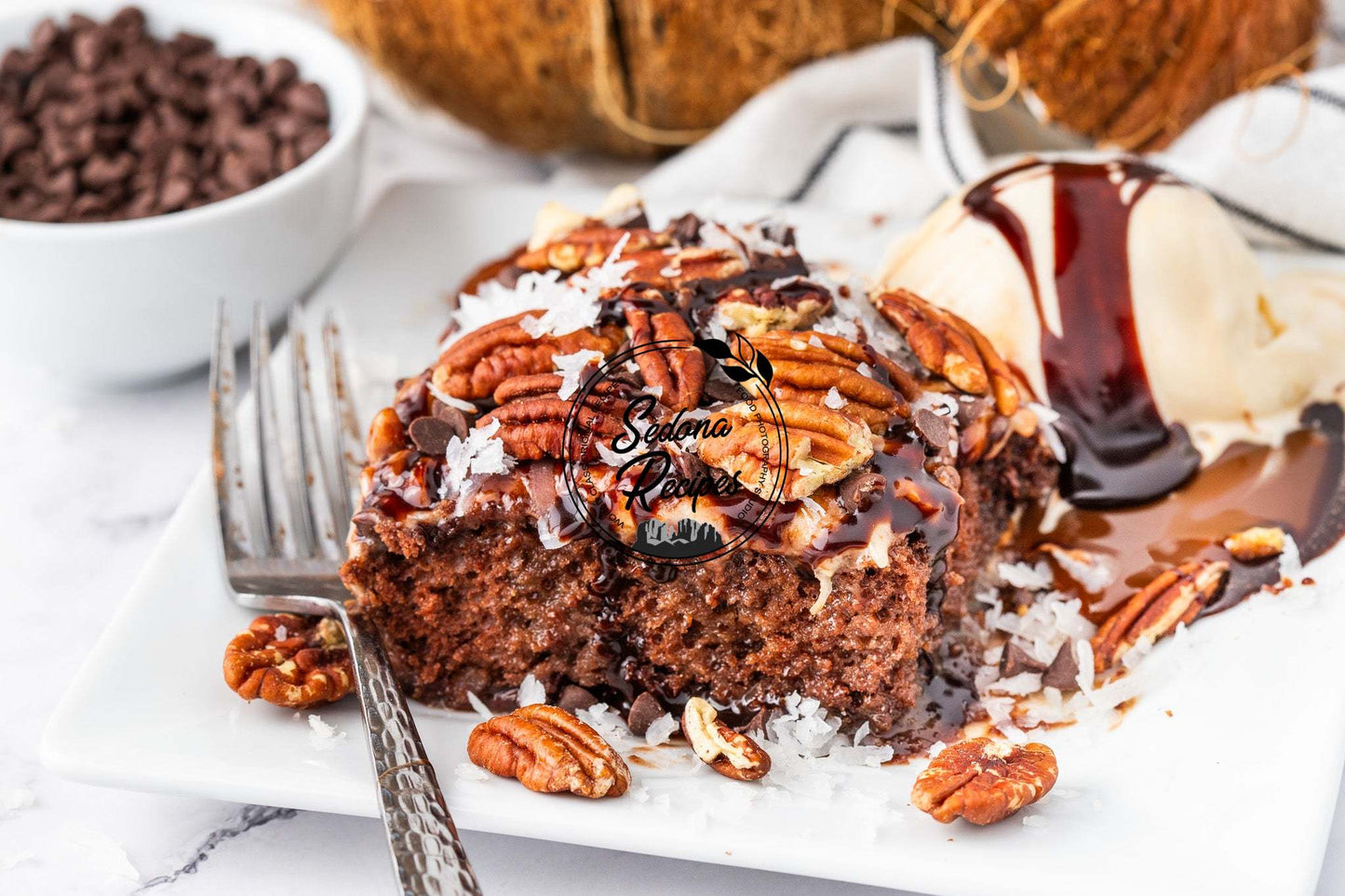 German Chocolate Poke Cake