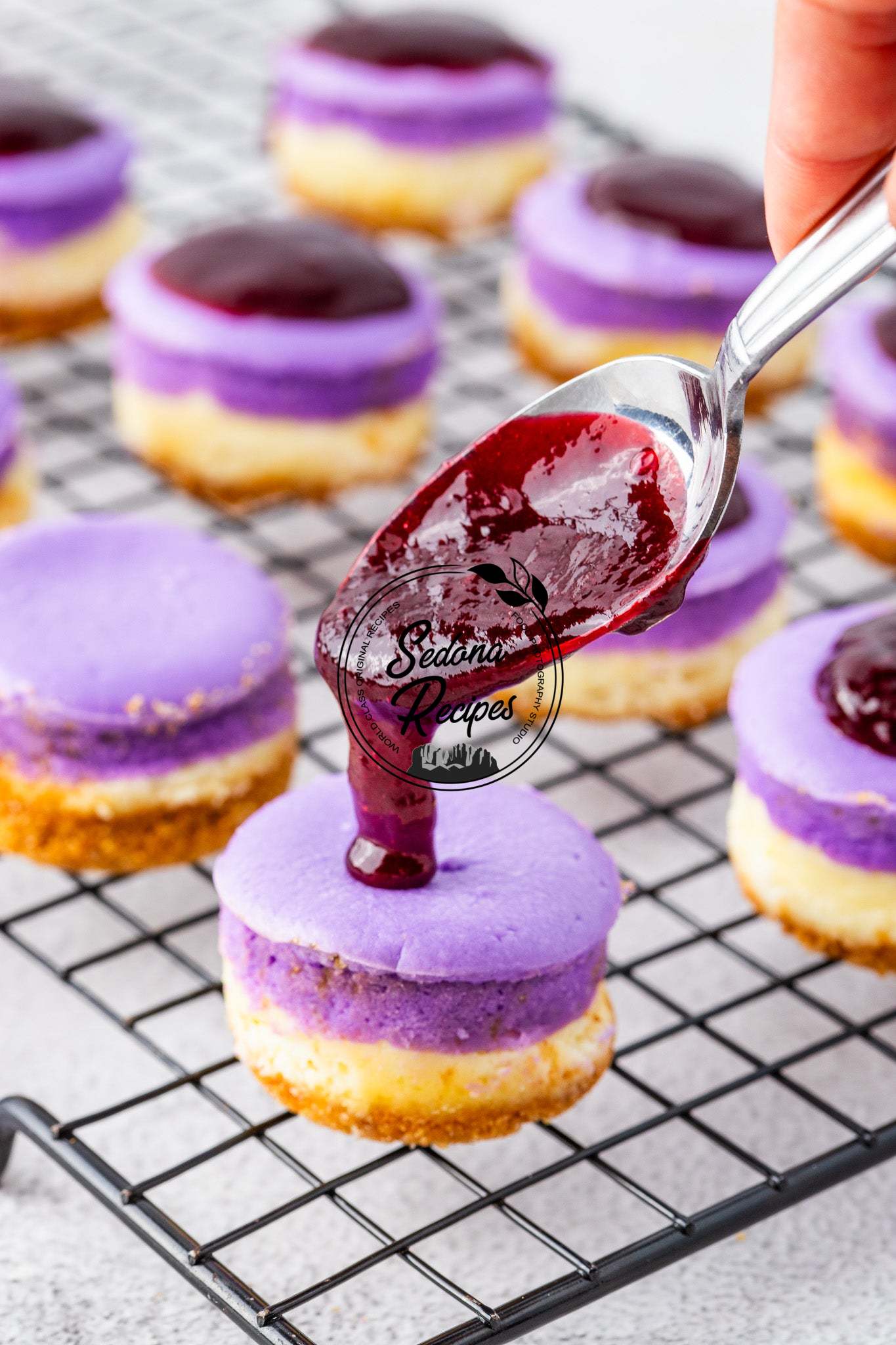 Mini Blackberry Lavender Cheesecakes