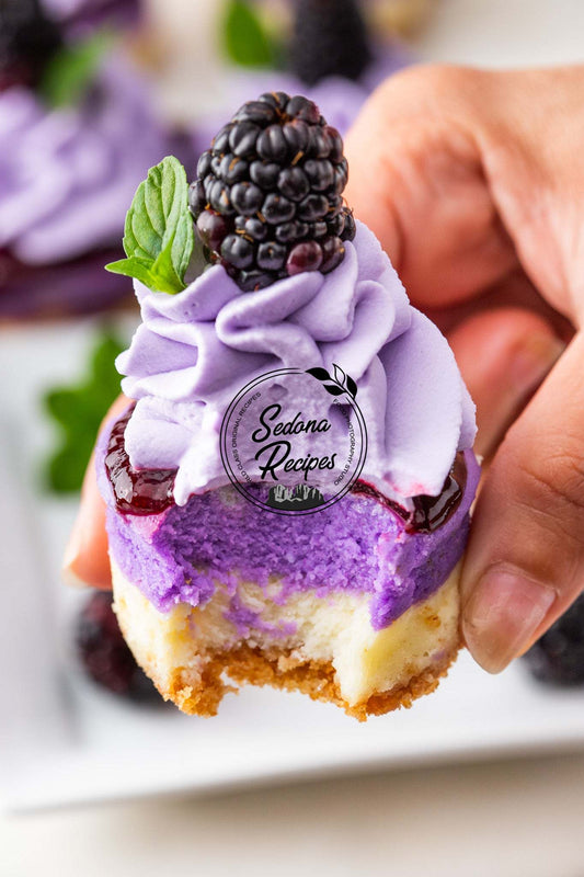 Mini Blackberry Lavender Cheesecakes