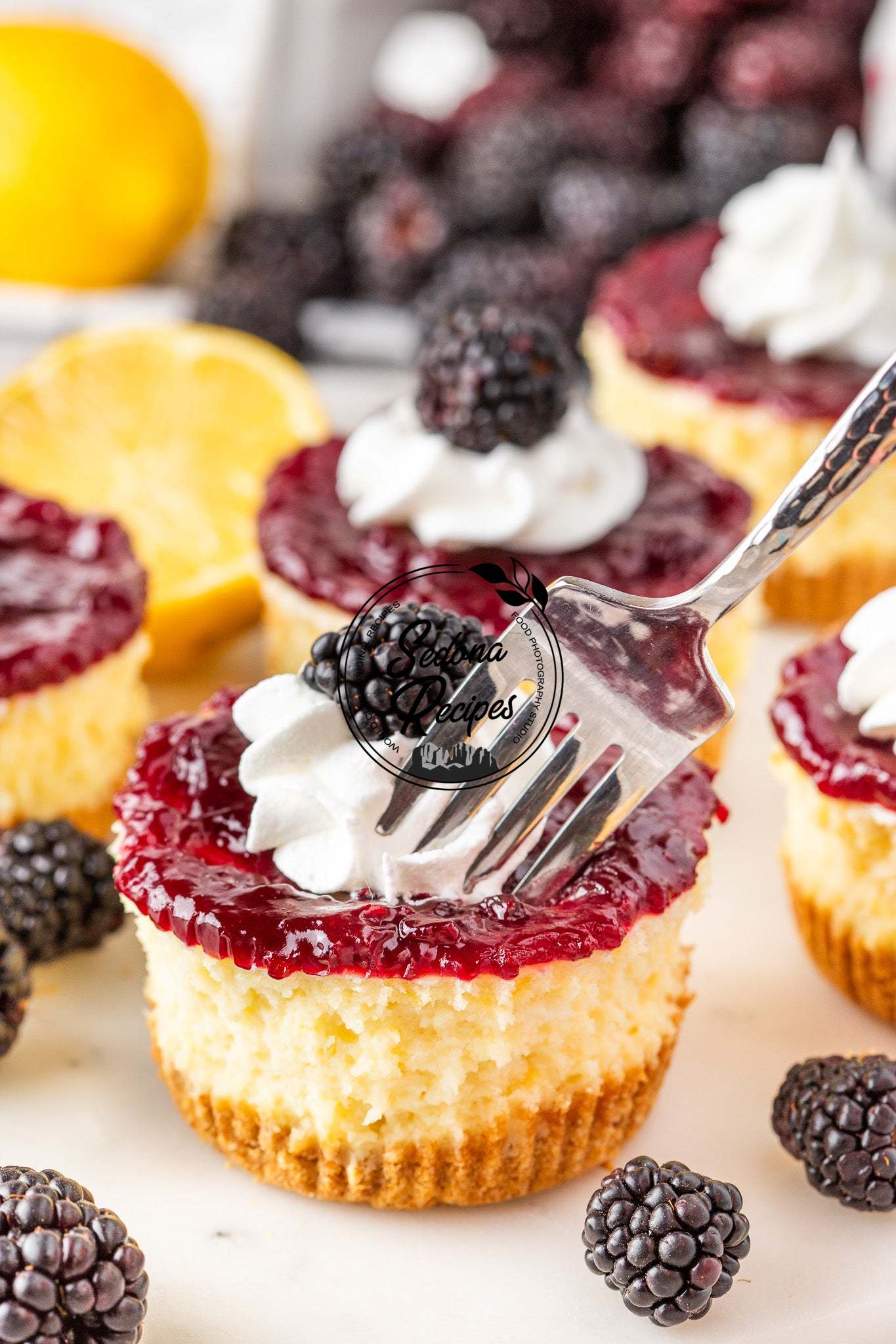 Mini Blackberry Cheesecakes