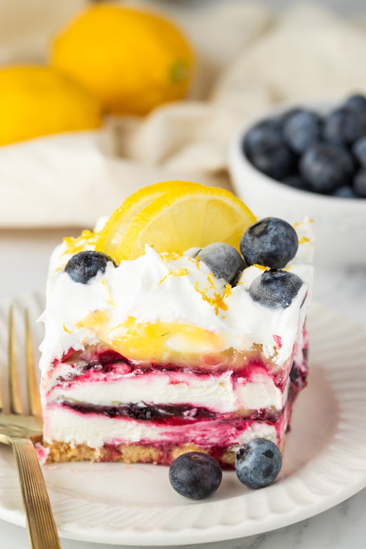 No-Bake Lemon Blueberry Cream Cake