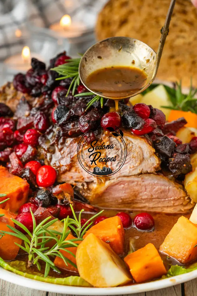 Apple Cider Glazed Pork Roast with Cranberry-Apple Topping