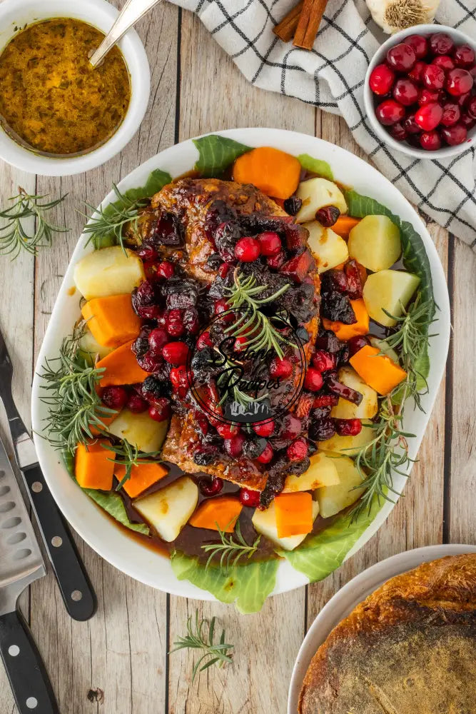 Apple Cider Glazed Pork Roast with Cranberry-Apple Topping