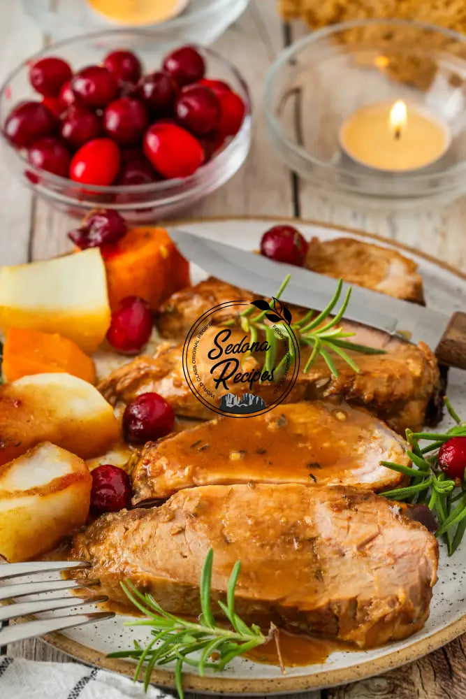Apple Cider Glazed Pork Roast with Cranberry-Apple Topping