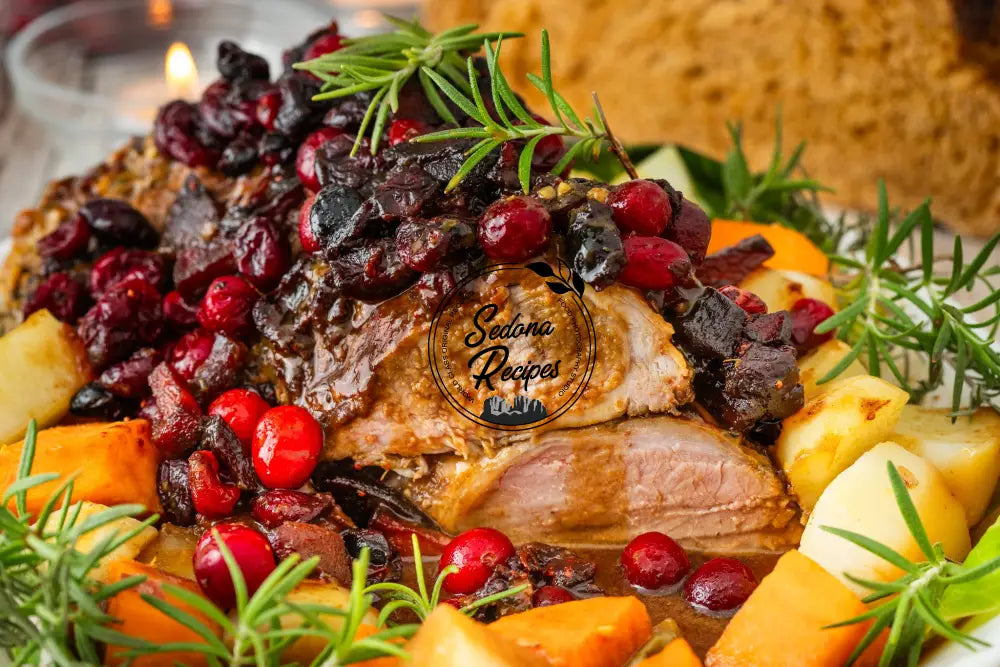 Apple Cider Glazed Pork Roast with Cranberry-Apple Topping