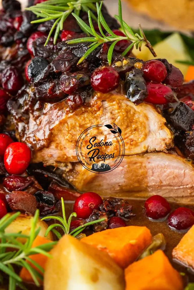 Apple Cider Glazed Pork Roast with Cranberry-Apple Topping