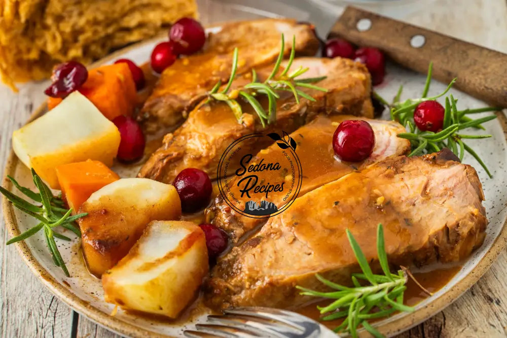 Apple Cider Glazed Pork Roast with Cranberry-Apple Topping