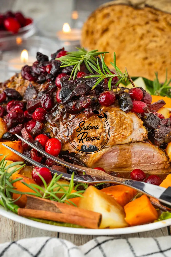 Apple Cider Glazed Pork Roast with Cranberry-Apple Topping