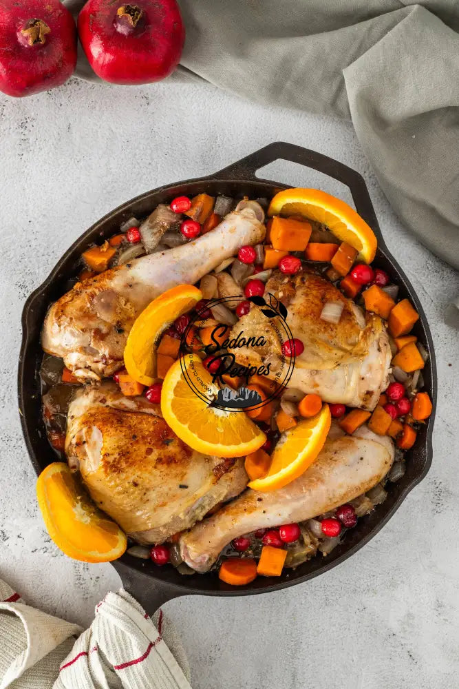 Braised Turkey Legs with Cranberries Pomegranate & Rosemary
