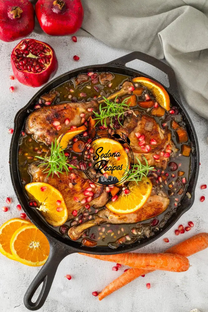 Braised Turkey Legs with Cranberries Pomegranate & Rosemary