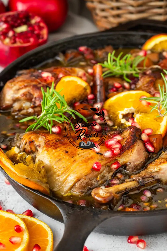 Braised Turkey Legs with Cranberries Pomegranate & Rosemary