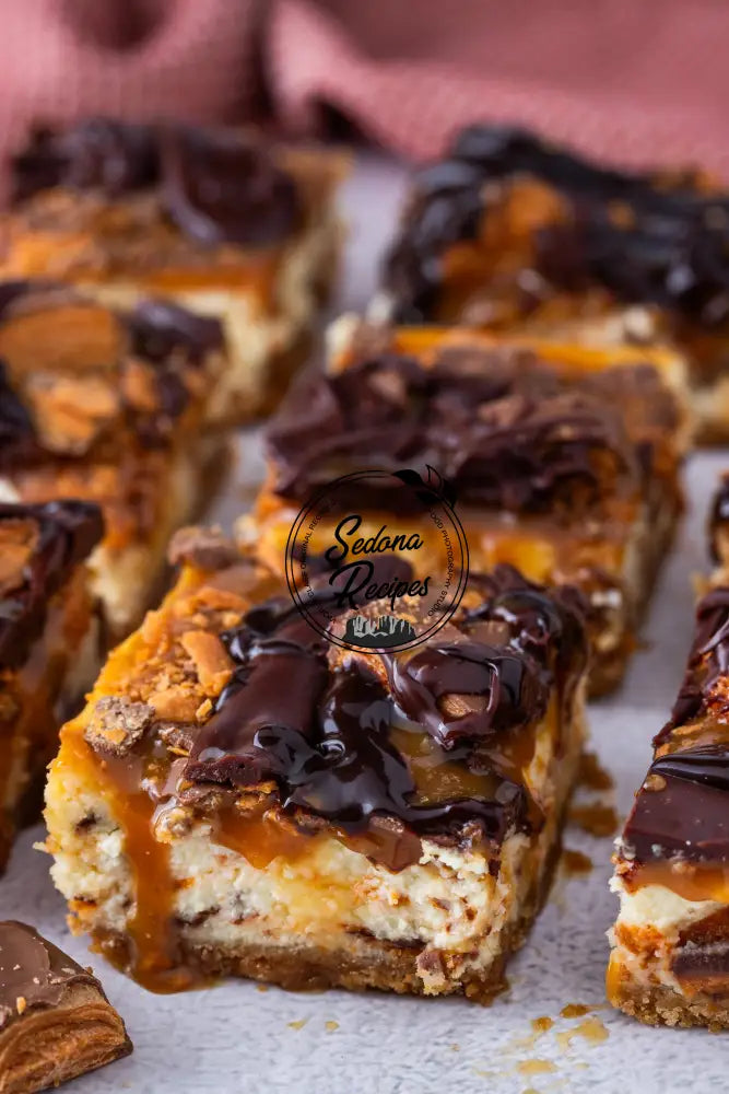Butterfinger Caramel Cheesecake Bars
