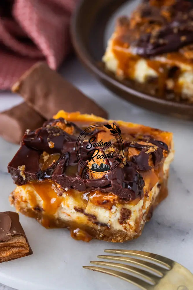 Butterfinger Caramel Cheesecake Bars