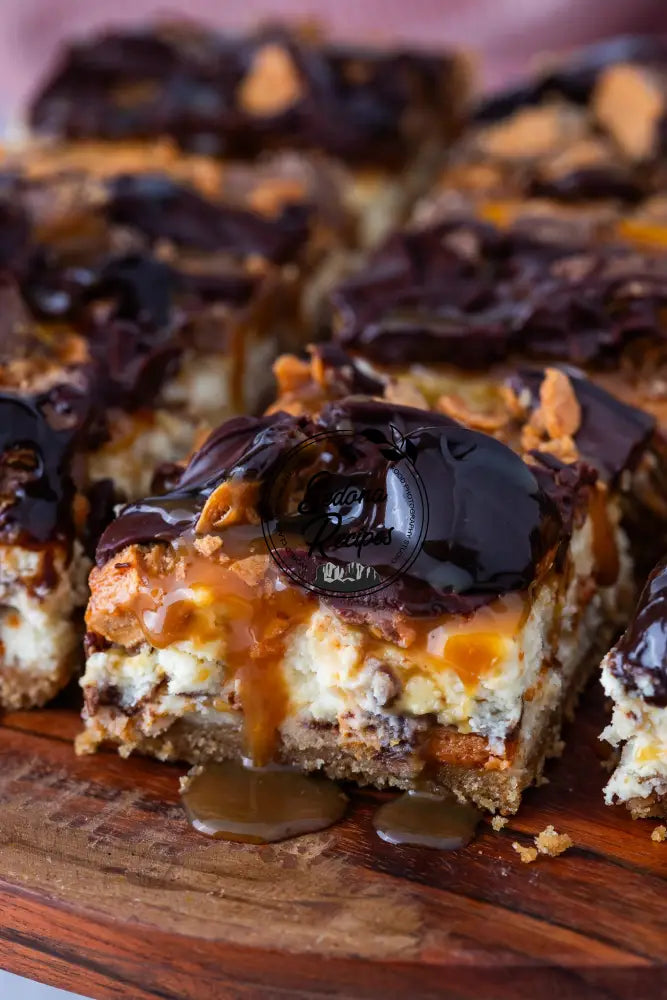 Butterfinger Caramel Cheesecake Bars