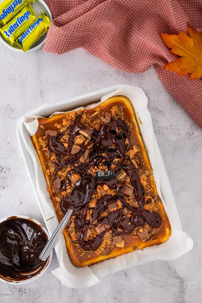 Butterfinger Caramel Cheesecake Bars