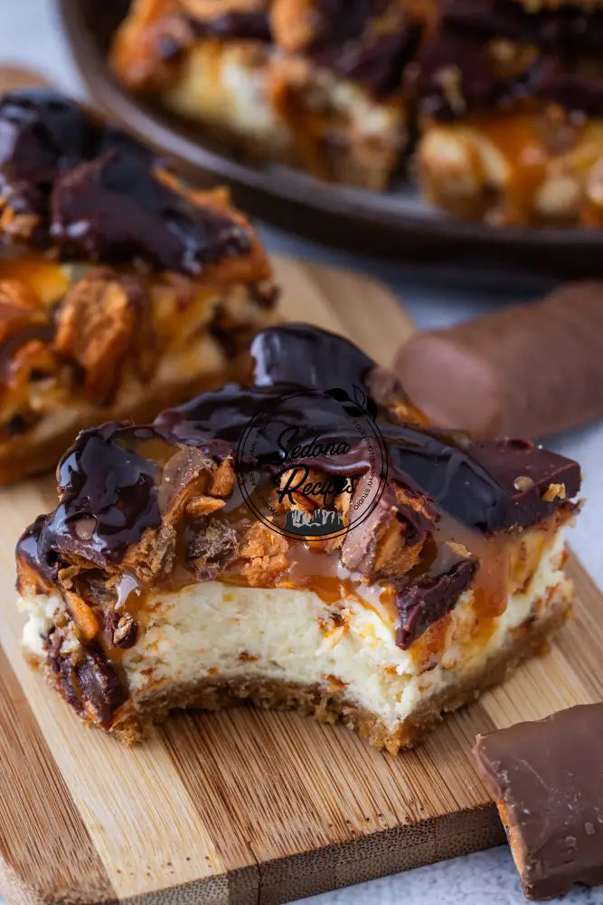 Butterfinger Caramel Cheesecake Bars
