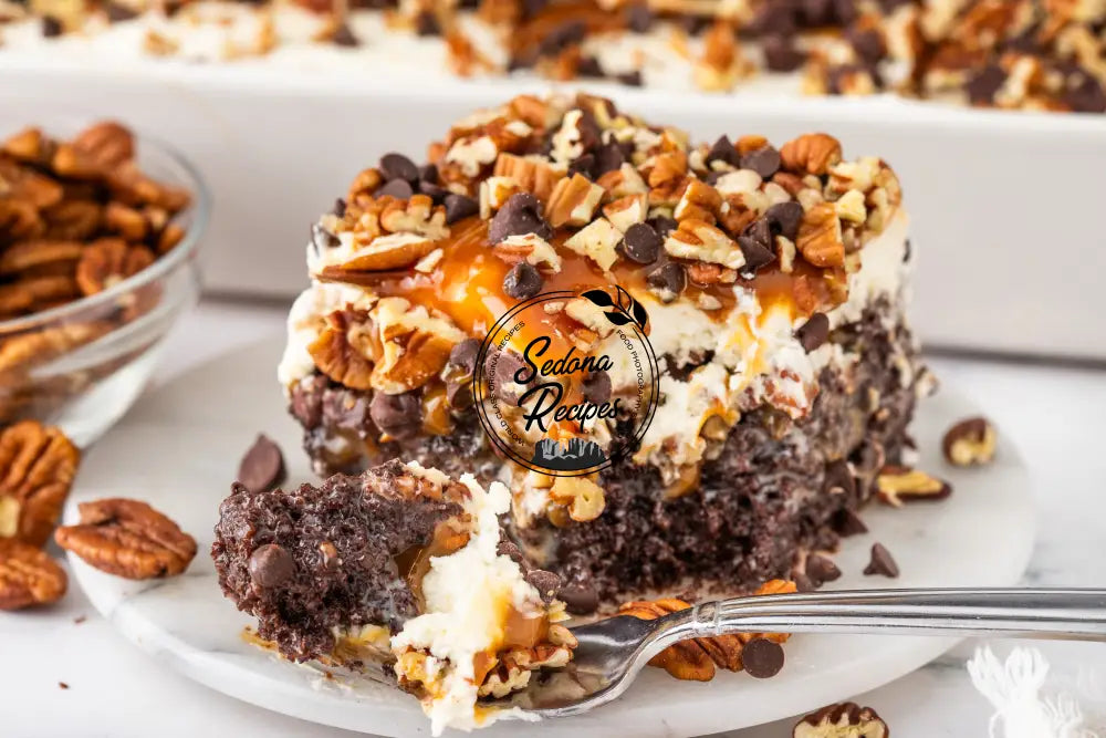 Caramel Turtle Poke Cake