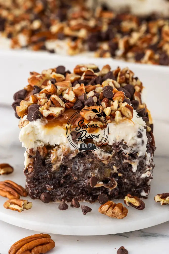 Caramel Turtle Poke Cake