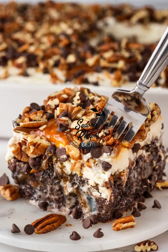 Caramel Turtle Poke Cake