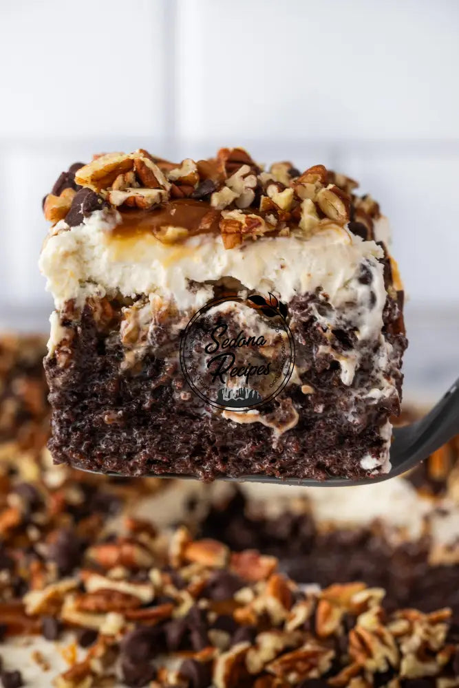 Caramel Turtle Poke Cake
