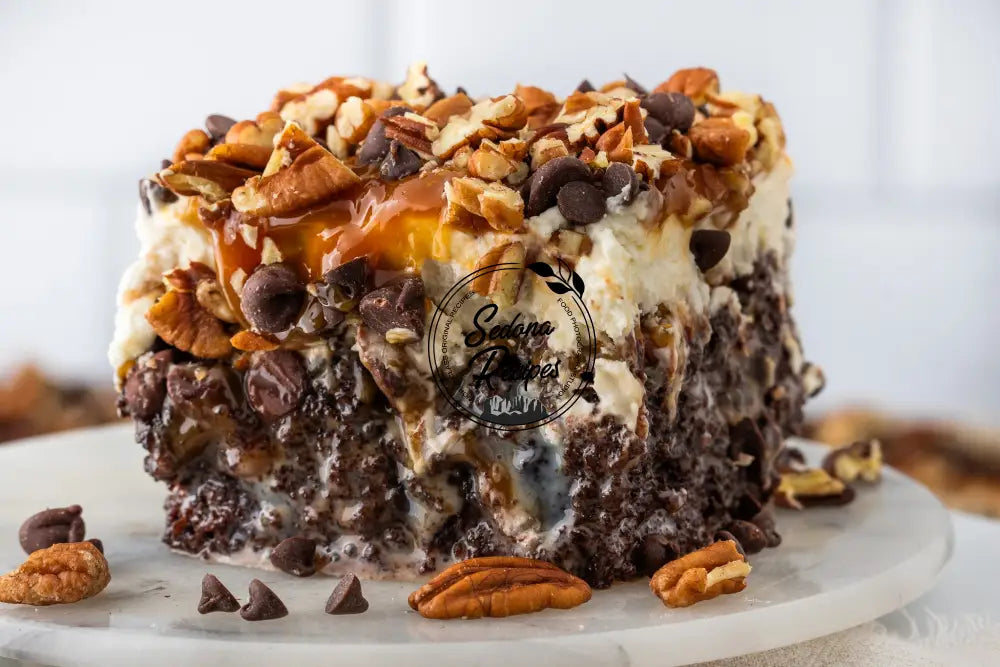 Caramel Turtle Poke Cake