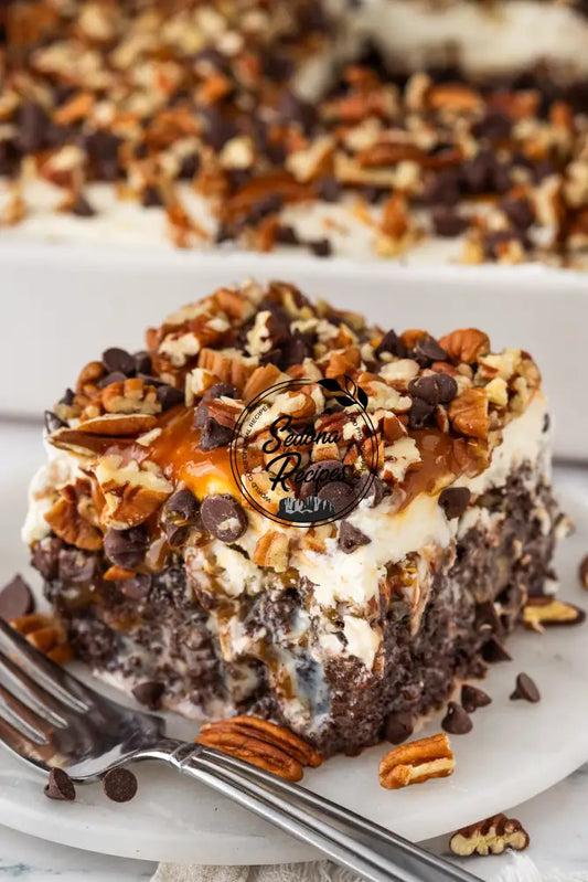 Caramel Turtle Poke Cake