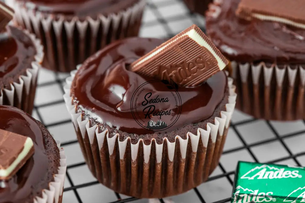 Chocolate Mint Cupcakes with Ganache & Andes Bars