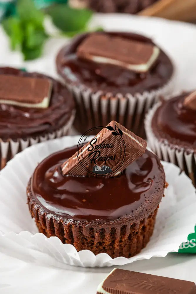 Chocolate Mint Cupcakes with Ganache & Andes Bars
