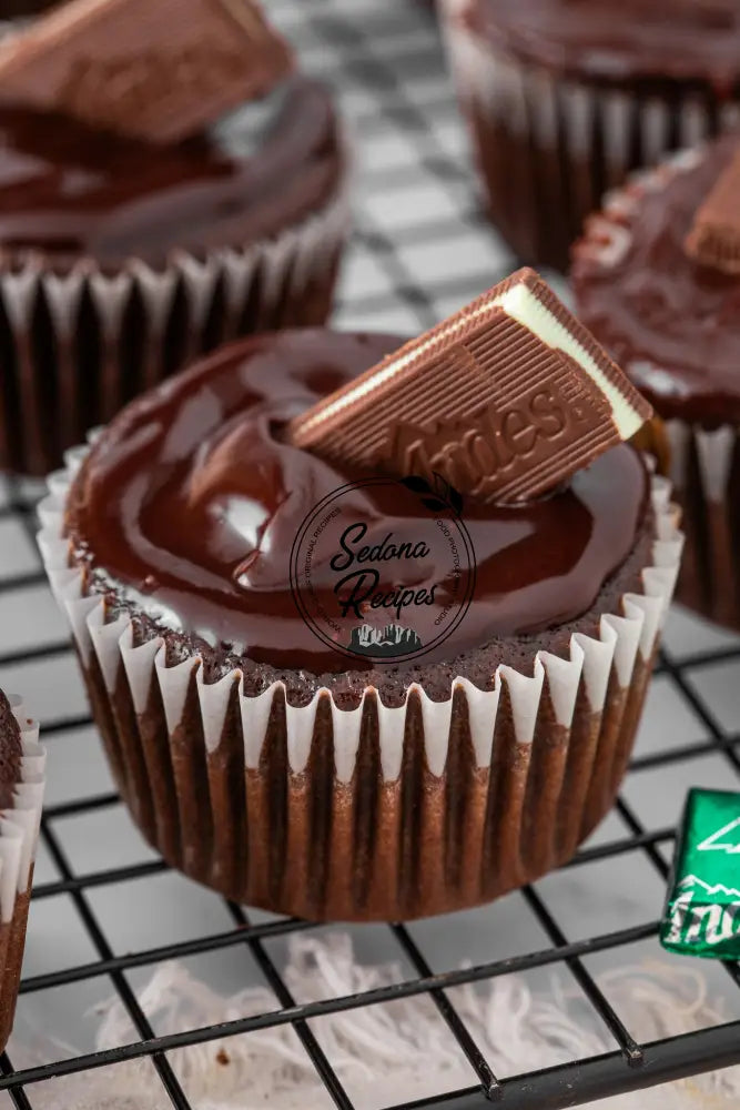 Chocolate Mint Cupcakes with Ganache & Andes Bars