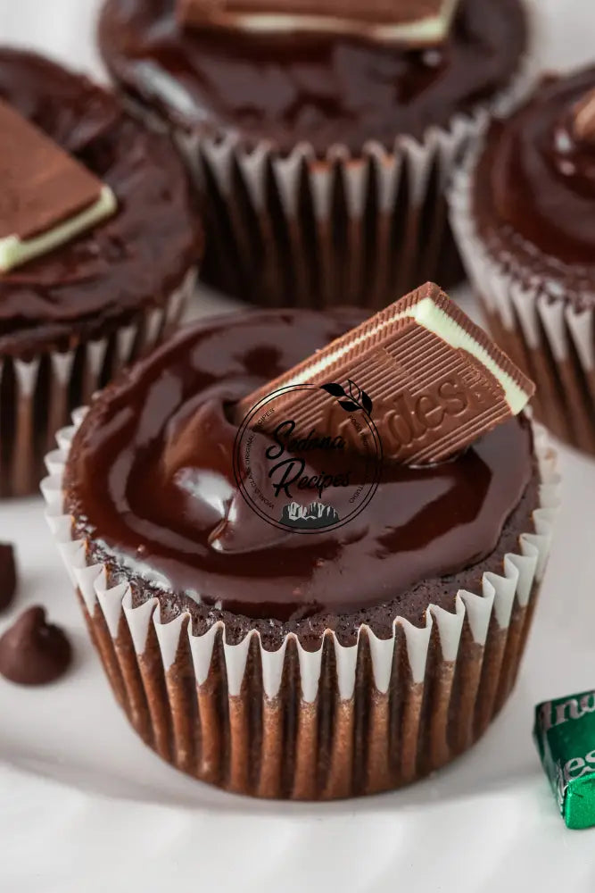 Chocolate Mint Cupcakes with Ganache & Andes Bars
