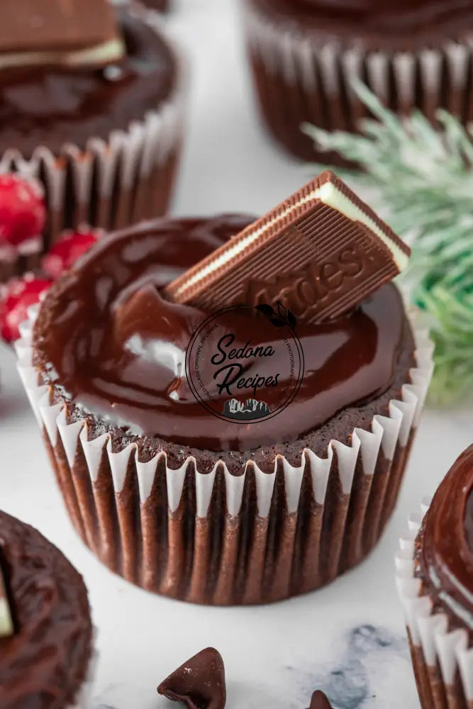 Chocolate Mint Cupcakes with Ganache & Andes Bars