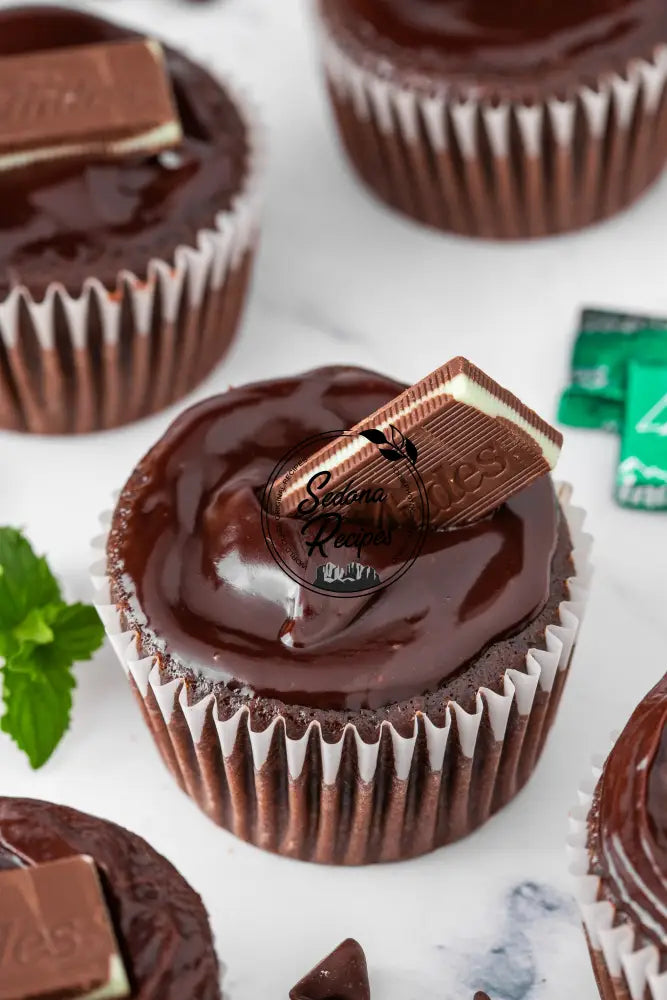 Chocolate Mint Cupcakes with Ganache & Andes Bars