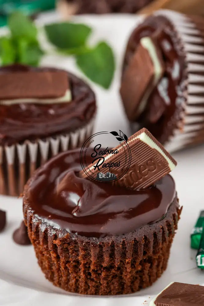 Chocolate Mint Cupcakes with Ganache & Andes Bars