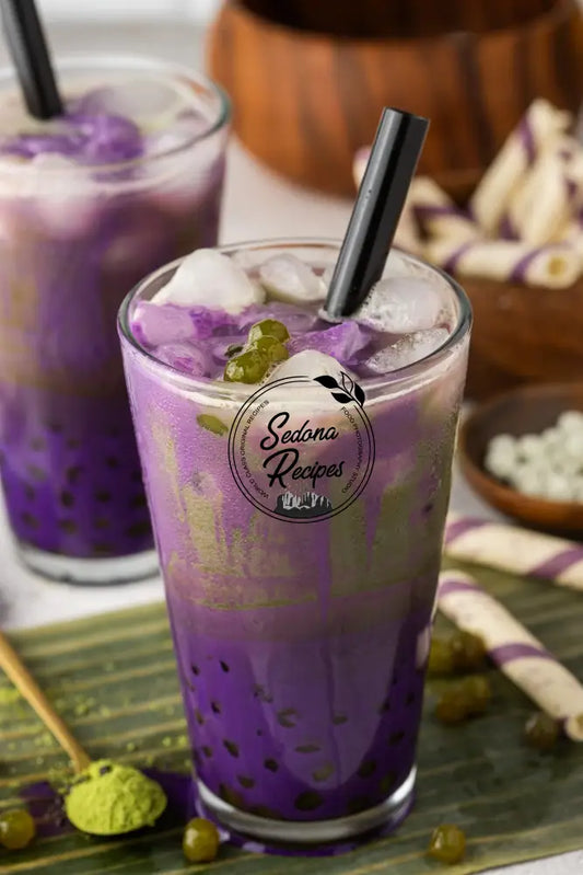 Matcha Boba Milk Tea with Ube