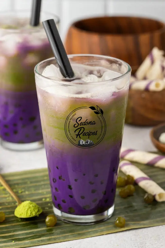 Matcha Boba Milk Tea with Ube