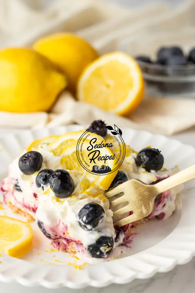 No-Bake Lemon Blueberry Cream Cake