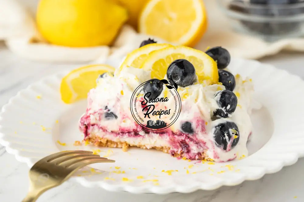 No-Bake Lemon Blueberry Cream Cake