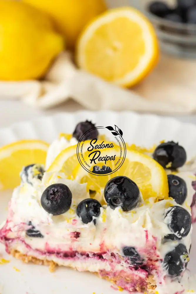 No-Bake Lemon Blueberry Cream Cake