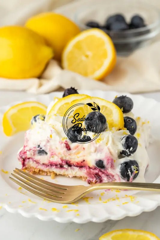 No-Bake Lemon Blueberry Cream Cake