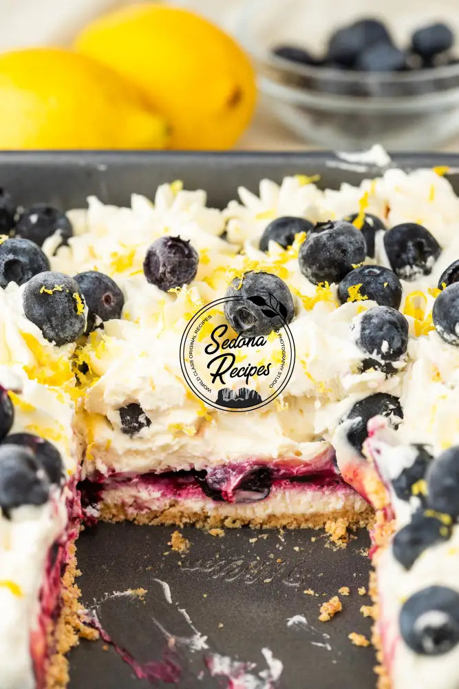 No-Bake Lemon Blueberry Cream Cake