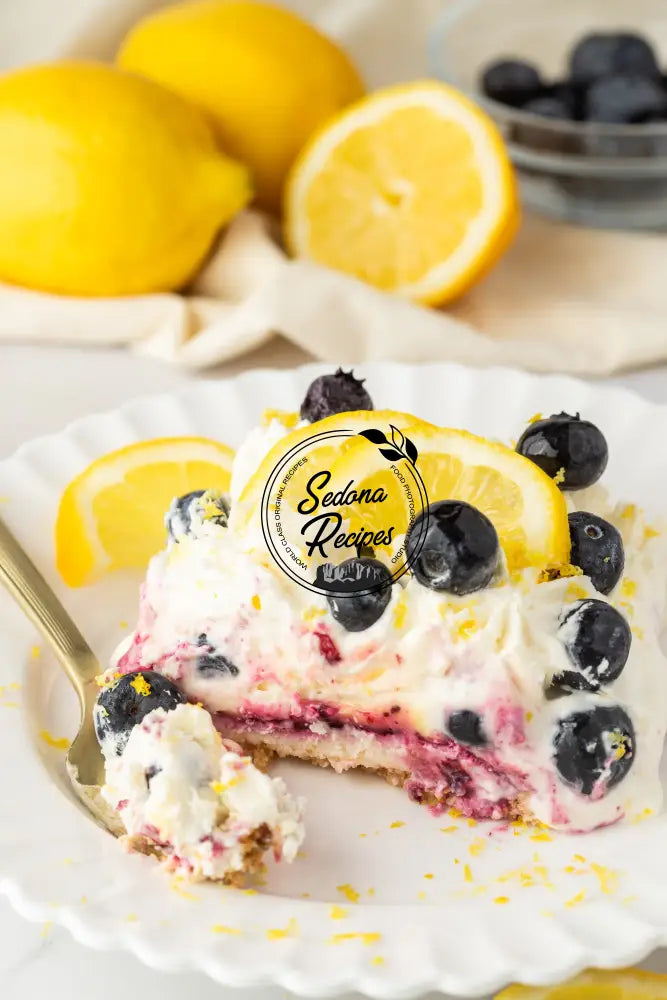 No-Bake Lemon Blueberry Cream Cake