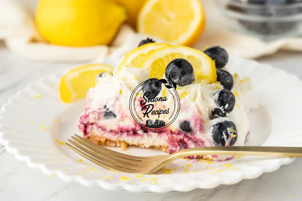 No-Bake Lemon Blueberry Cream Cake