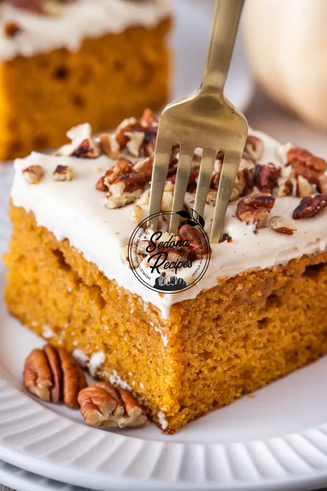 Pumpkin Cake with Maple Frosting & Toasted Pecans