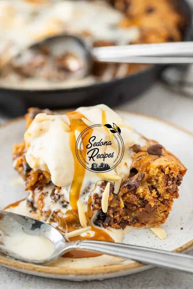 Salted Caramel Chocolate Chip Skillet Cookie
