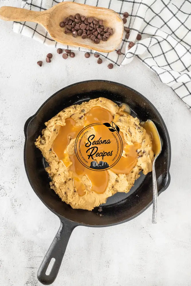 Salted Caramel Chocolate Chip Skillet Cookie